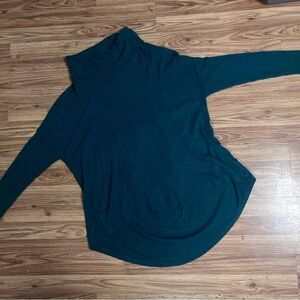 Anthropologie Dark Teal Ribbed Turtleneck Sweater